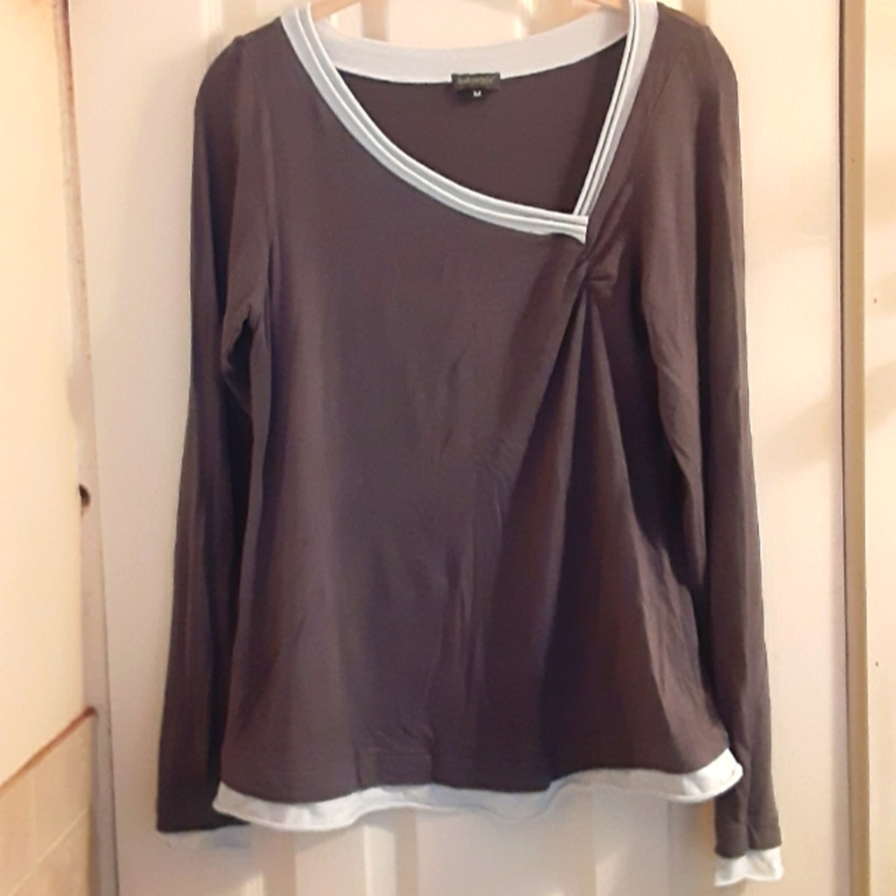 Babystyle Maternity Stretch Asymmetric Neckline Long Sleeve Top Medium